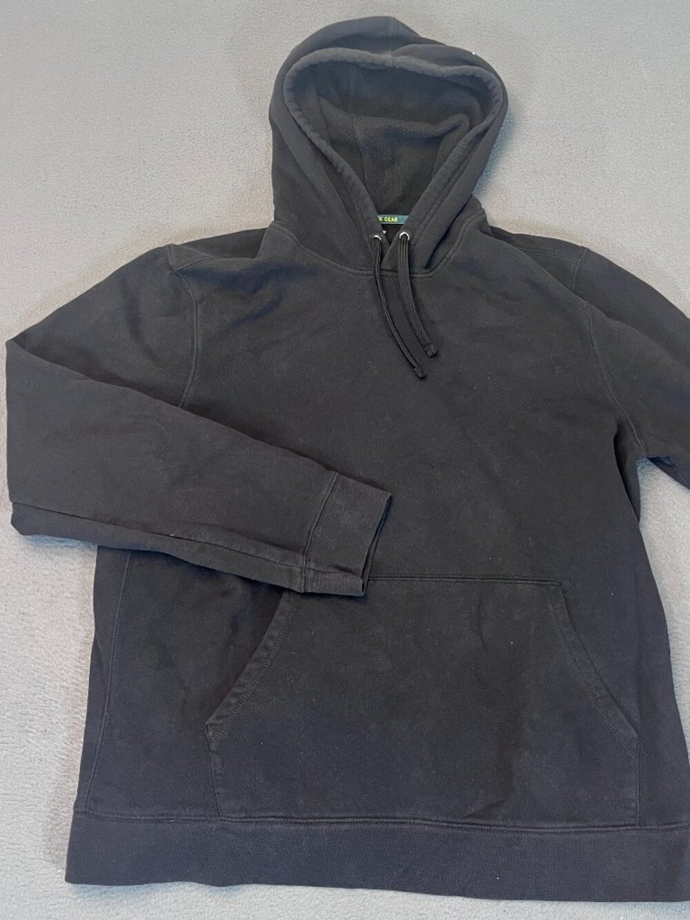 TEK GEAR Ultrasoft Fleece Faded Black Pullover Hoodie Pockets Men's Large Cotton